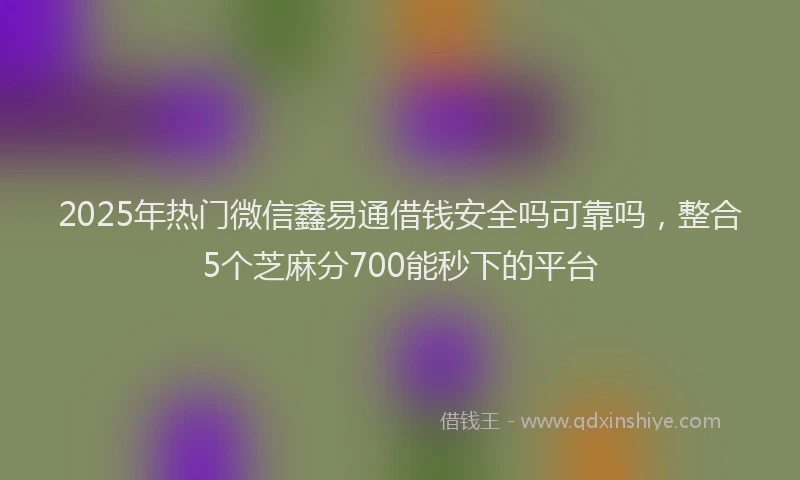 2025年热门微信鑫易通借钱安全吗可靠吗，整合5个芝麻分700能秒下的平台