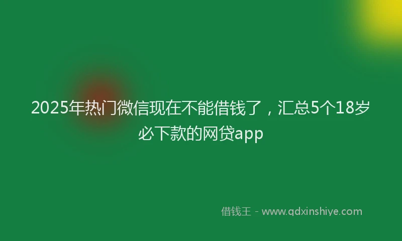 2025年热门微信现在不能借钱了，汇总5个18岁必下款的网贷app