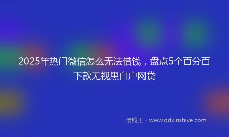 2025年热门微信怎么无法借钱，盘点5个百分百下款无视黑白户网贷