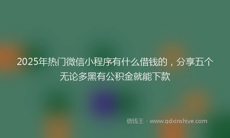 2025年热门微信小程序有什么借钱的，分享五个无论多黑有公积金就能下款