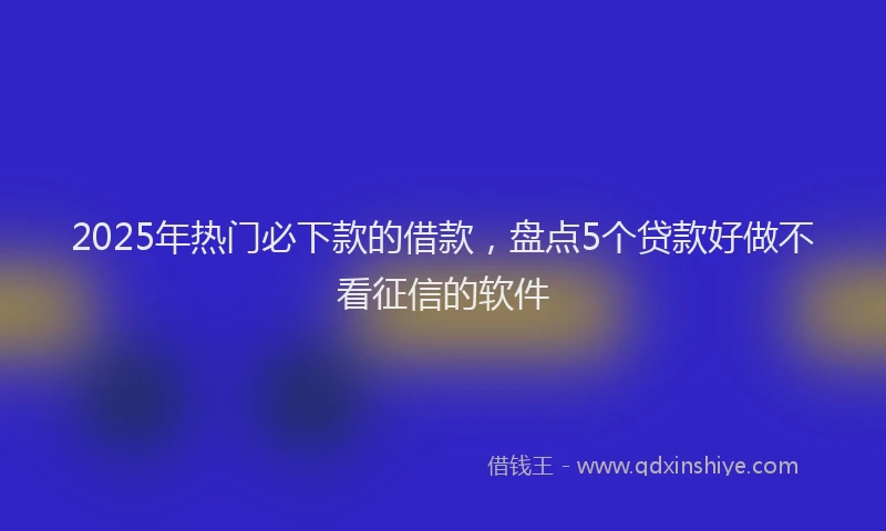 2025年热门必下款的借款,盘点5个贷款好做不看征信的软件