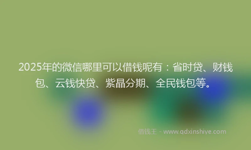 2025年的微信哪里可以借钱呢有：省时贷、财钱包、云钱快贷、紫晶分期、全民钱包等。