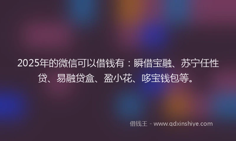 2025年的微信可以借钱有：瞬借宝融、苏宁任性贷、易融贷盒、盈小花、哆宝钱包等。