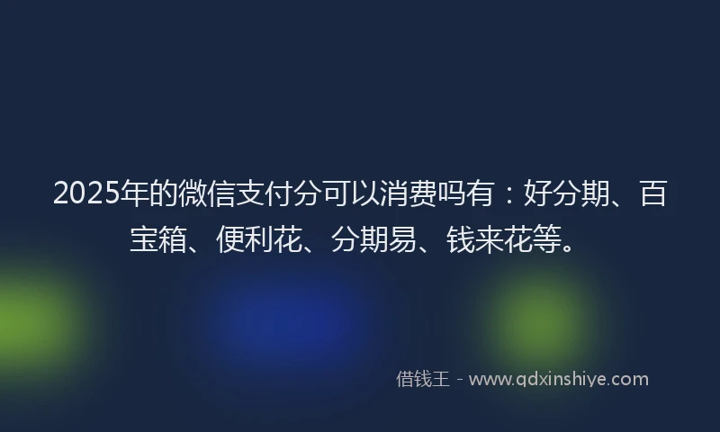 2025年的微信支付分可以消费吗有：好分期、百宝箱、便利花、分期易、钱来花等。