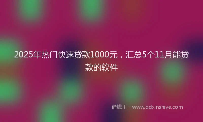 2025年热门快速贷款1000元，汇总5个11月能贷款的软件