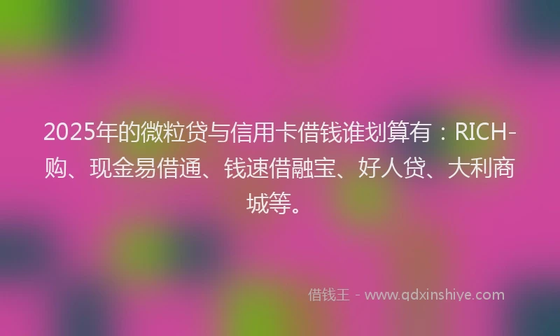 2025年的微粒贷与信用卡借钱谁划算有：RICH-购、现金易借通、钱速借融宝、好人贷、大利商城等。