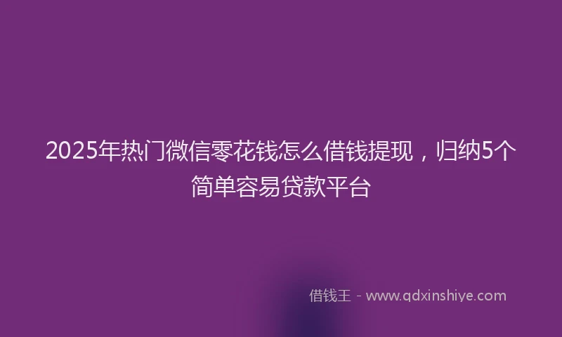 2025年热门微信零花钱怎么借钱提现，归纳5个简单容易贷款平台