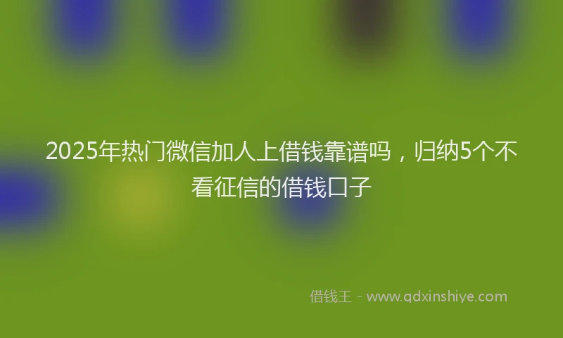 2025年热门微信加人上借钱靠谱吗，归纳5个不看征信的借钱口子