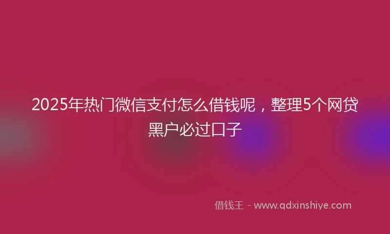 2025年热门微信支付怎么借钱呢，整理5个网贷黑户必过口子