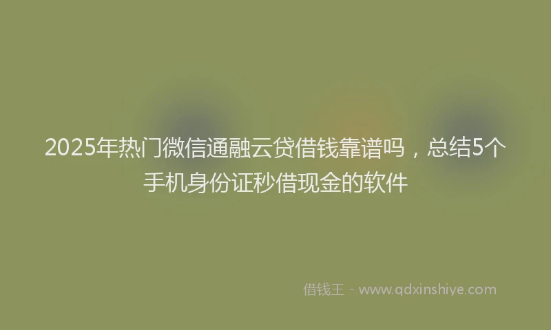 2025年热门微信通融云贷借钱靠谱吗，总结5个手机身份证秒借现金的软件