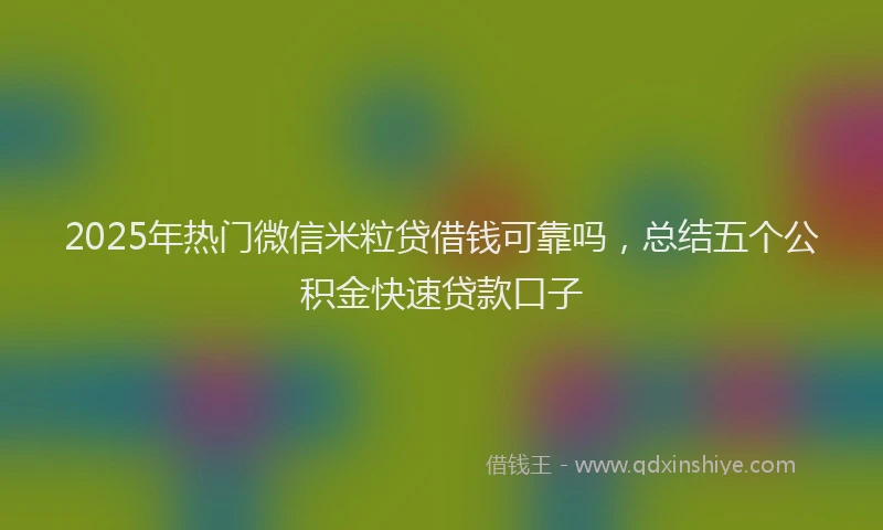 2025年热门微信米粒贷借钱可靠吗，总结五个公积金快速贷款口子