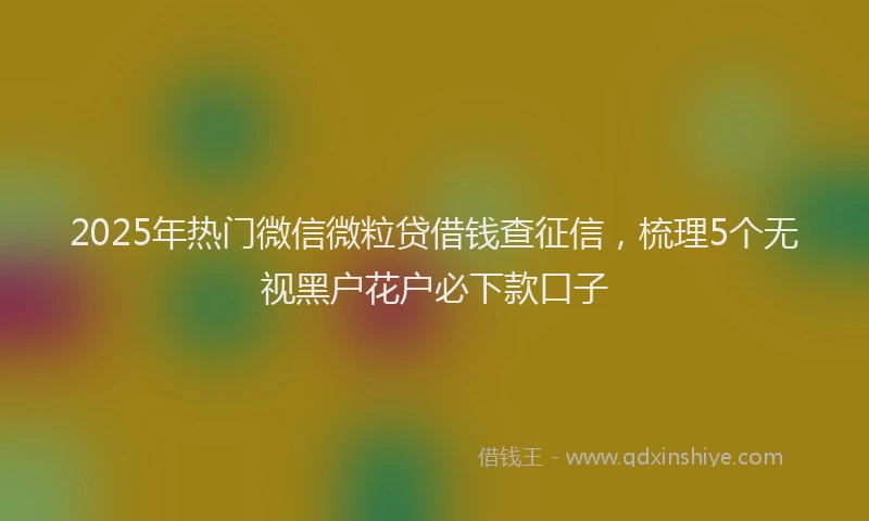 2025年热门微信微粒贷借钱查征信，梳理5个无视黑户花户必下款口子