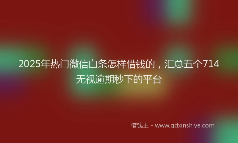 2025年热门微信白条怎样借钱的，汇总五个714无视逾期秒下的平台