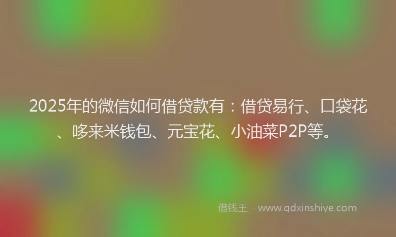 2025年的微信如何借贷款有：借贷易行、口袋花、哆来米钱包、元宝花、小油菜P2P等。