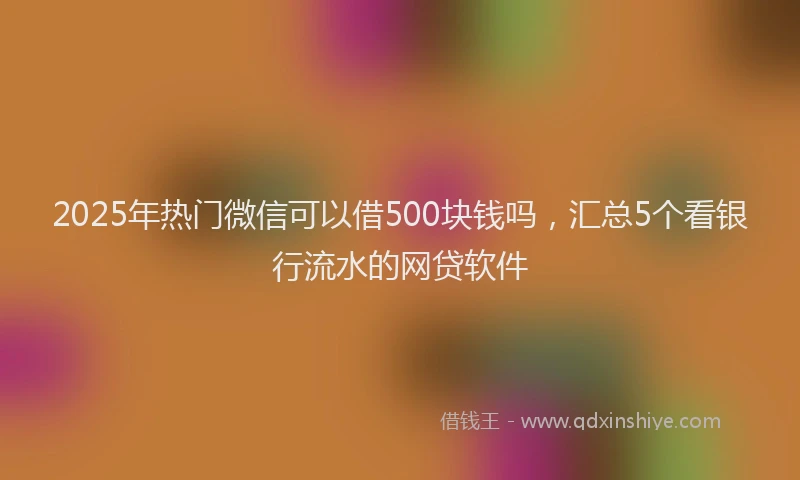2025年热门微信可以借500块钱吗，汇总5个看银行流水的网贷软件