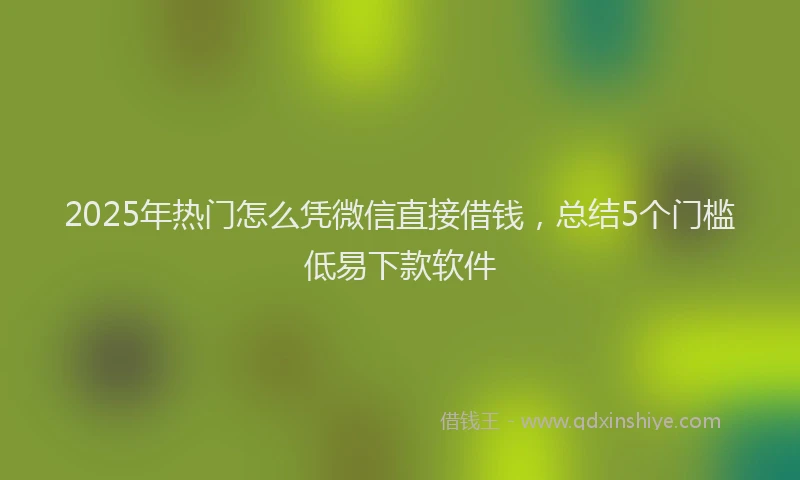 2025年热门怎么凭微信直接借钱，总结5个门槛低易下款软件