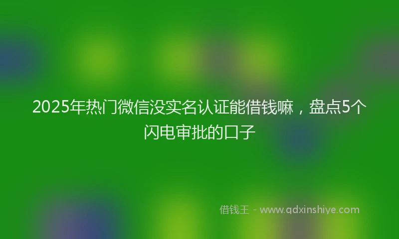 2025年热门微信没实名认证能借钱嘛，盘点5个闪电审批的口子