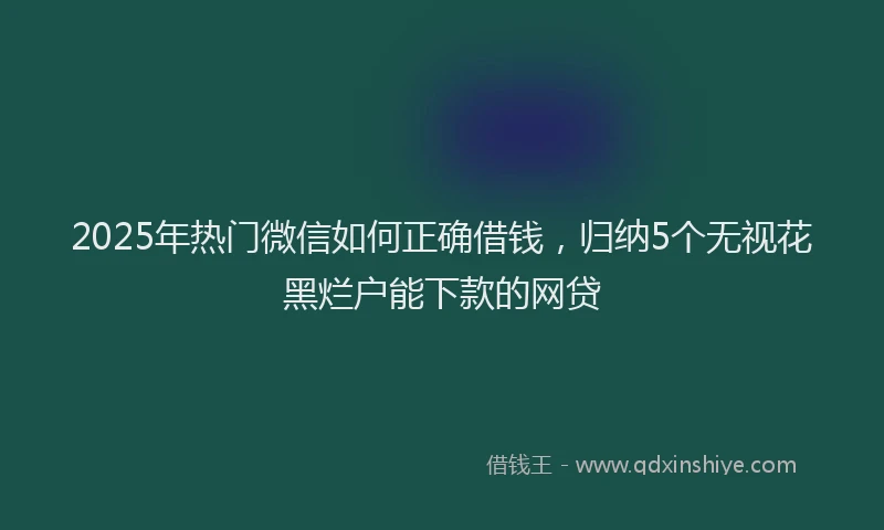 2025年热门微信如何正确借钱，归纳5个无视花黑烂户能下款的网贷