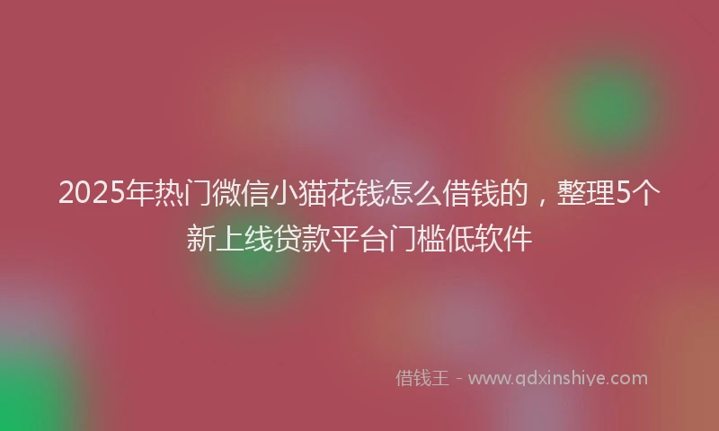 2025年热门微信小猫花钱怎么借钱的，整理5个新上线贷款平台门槛低软件