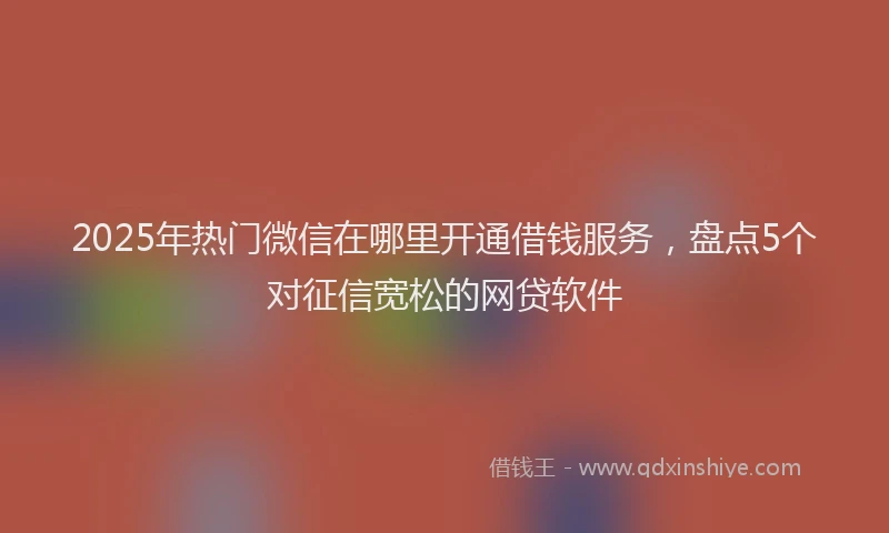 2025年热门微信在哪里开通借钱服务，盘点5个对征信宽松的网贷软件