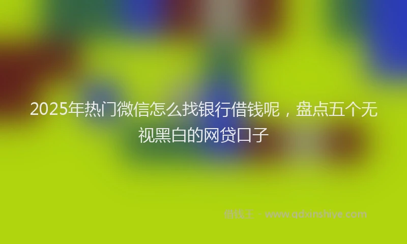 2025年热门微信怎么找银行借钱呢，盘点五个无视黑白的网贷口子
