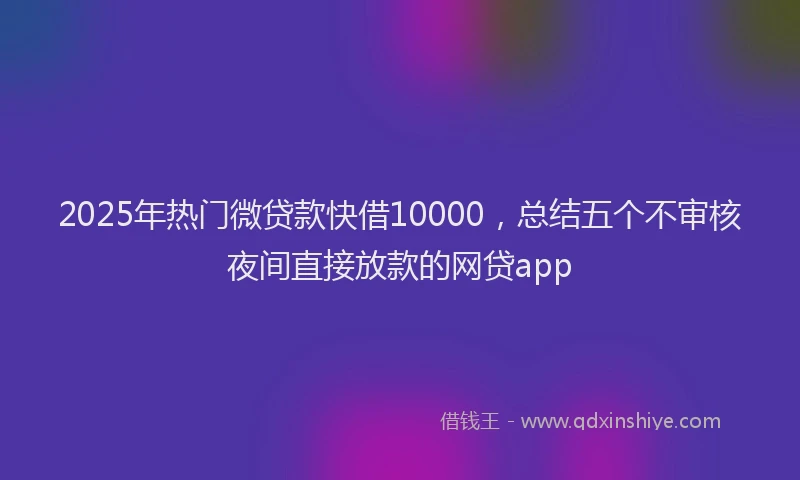 2025年热门微贷款快借10000，总结五个不审核夜间直接放款的网贷app