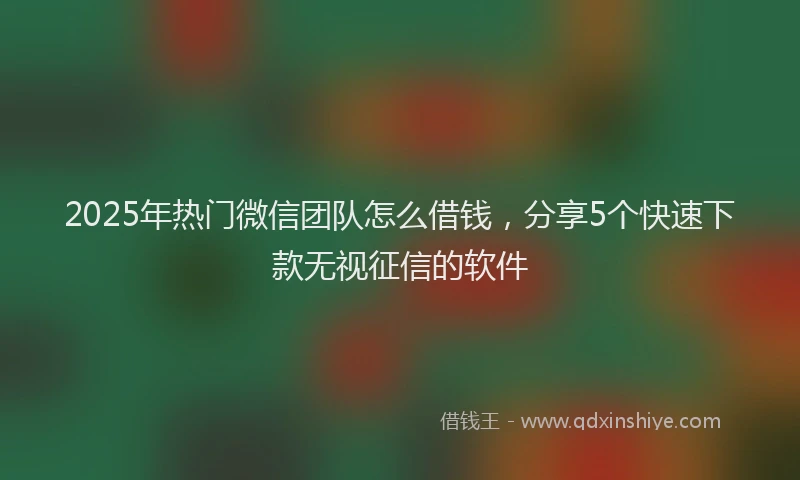 2025年热门微信团队怎么借钱，分享5个快速下款无视征信的软件