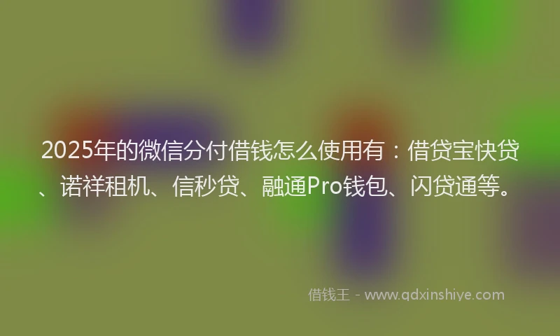 2025年的微信分付借钱怎么使用有：借贷宝快贷、诺祥租机、信秒贷、融通Pro钱包、闪贷通等。