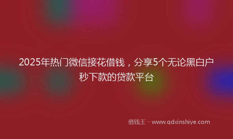 2025年热门微信接花借钱，分享5个无论黑白户秒下款的贷款平台