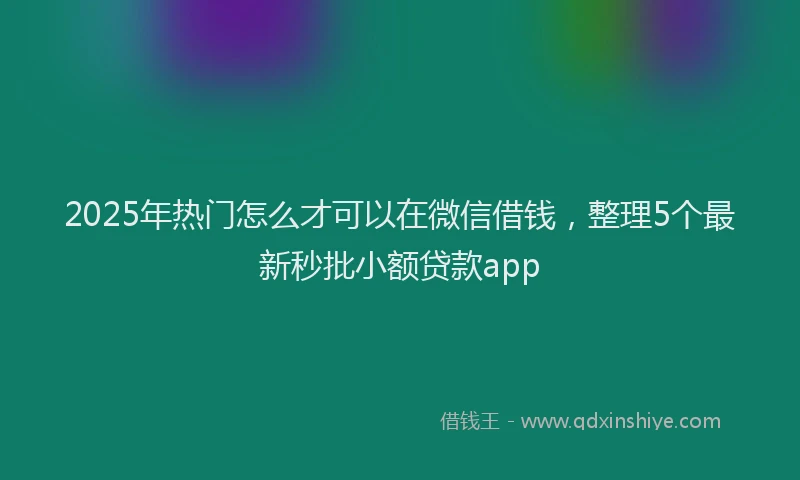 2025年热门怎么才可以在微信借钱，整理5个最新秒批小额贷款app