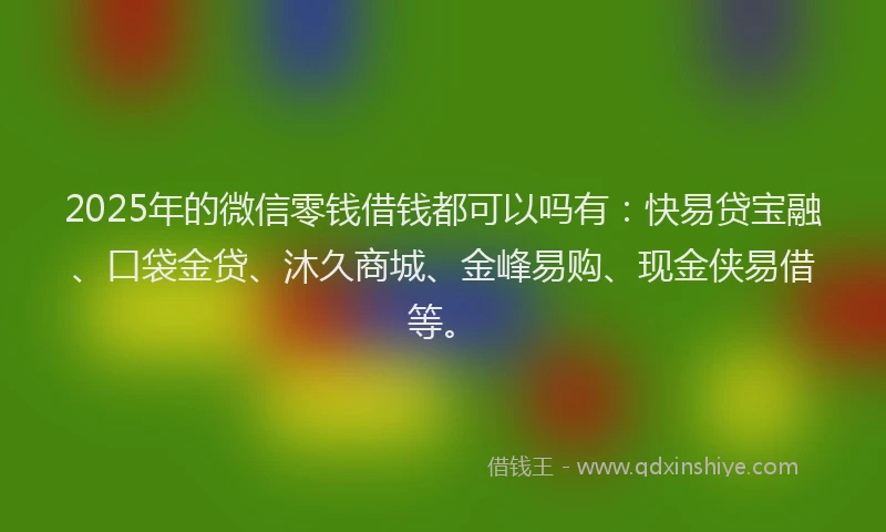 2025年的微信零钱借钱都可以吗有：快易贷宝融、口袋金贷、沐久商城、金峰易购、现金侠易借等。