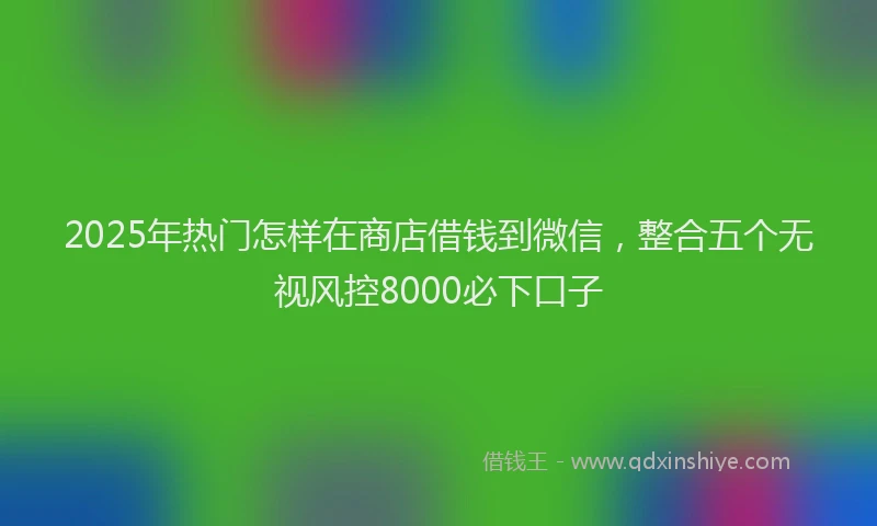 2025年热门怎样在商店借钱到微信，整合五个无视风控8000必下口子