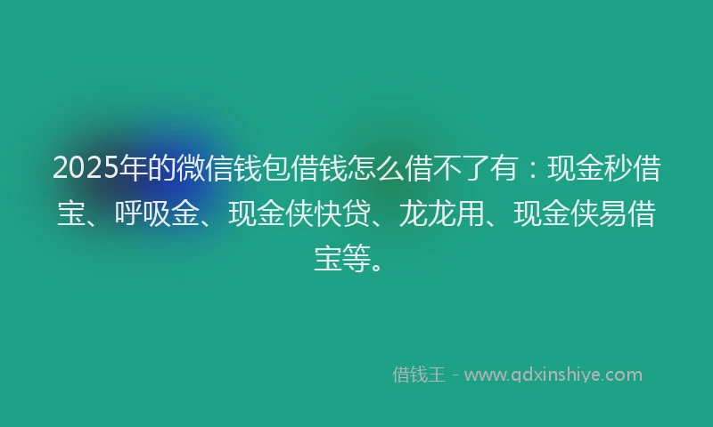 2025年的微信钱包借钱怎么借不了有：现金秒借宝、呼吸金、现金侠快贷、龙龙用、现金侠易借宝等。