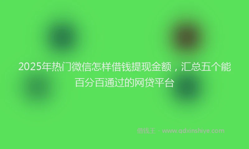 2025年热门微信怎样借钱提现金额，汇总五个能百分百通过的网贷平台