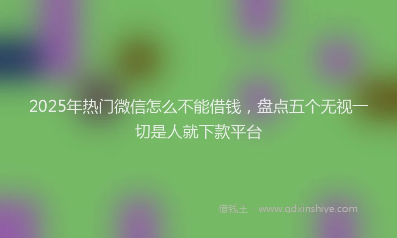 2025年热门微信怎么不能借钱，盘点五个无视一切是人就下款平台