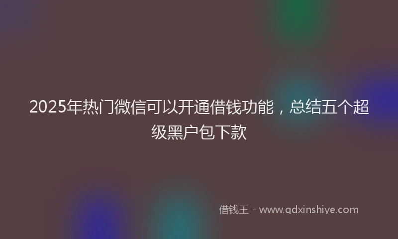 2025年热门微信可以开通借钱功能，总结五个超级黑户包下款