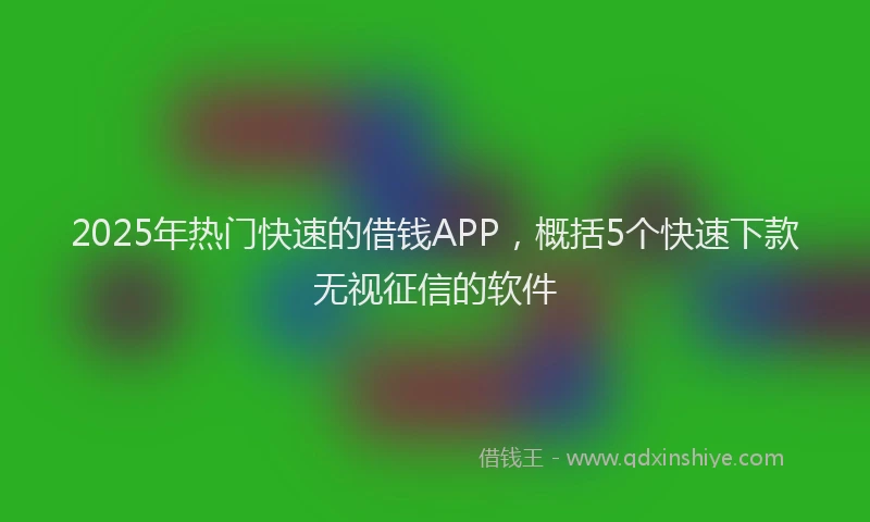 2025年热门快速的借钱APP，概括5个快速下款无视征信的软件