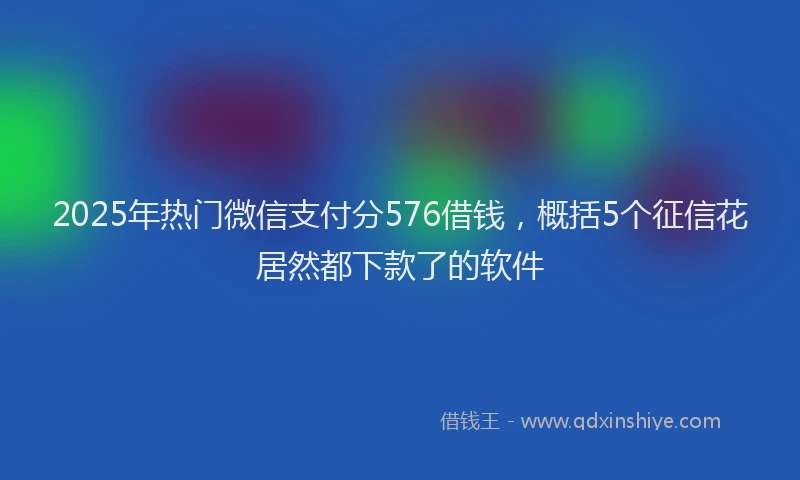 2025年热门微信支付分576借钱，概括5个征信花居然都下款了的软件