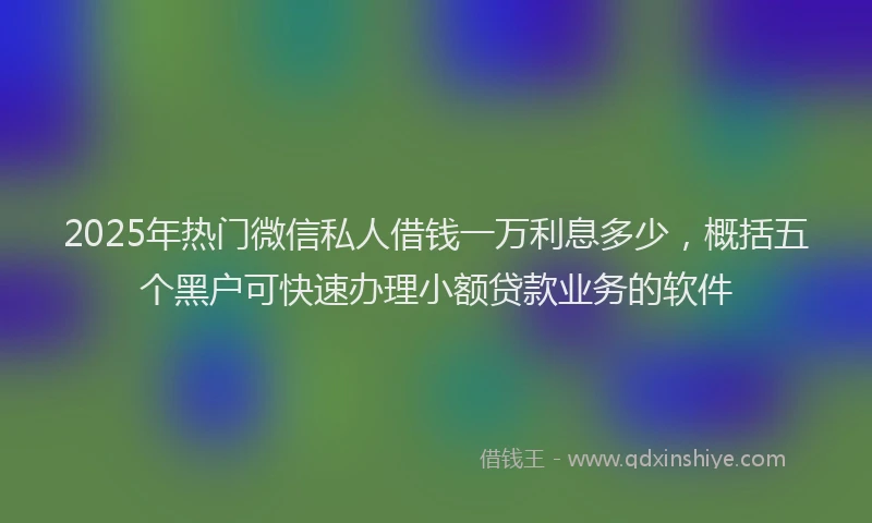 2025年热门微信私人借钱一万利息多少，概括五个黑户可快速办理小额贷款业务的软件