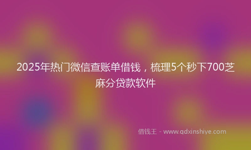2025年热门微信查账单借钱，梳理5个秒下700芝麻分贷款软件