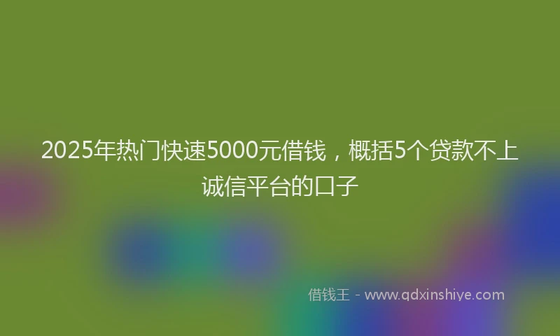 2025年热门快速5000元借钱，概括5个贷款不上诚信平台的口子