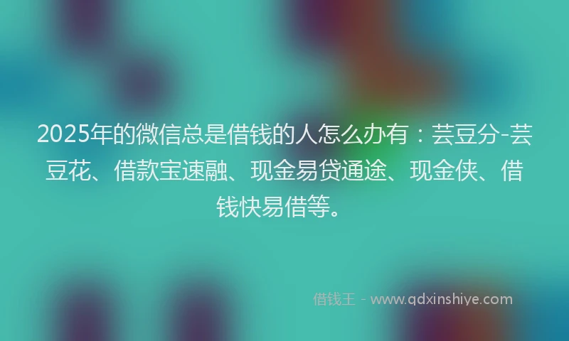 2025年的微信总是借钱的人怎么办有：芸豆分-芸豆花、借款宝速融、现金易贷通途、现金侠、借钱快易借等。