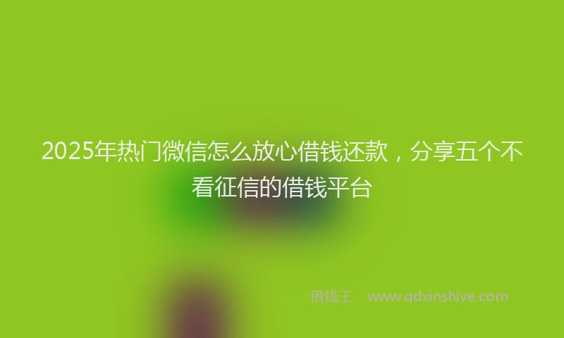 2025年热门微信怎么放心借钱还款，分享五个不看征信的借钱平台