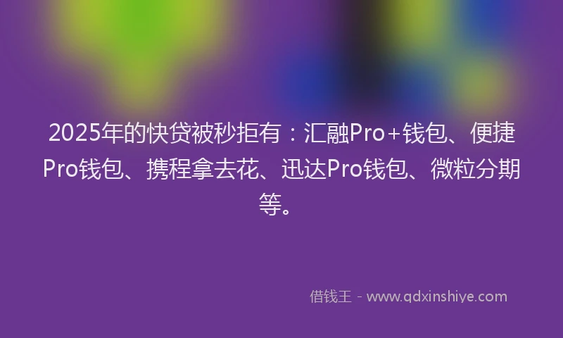 2025年的快贷被秒拒有：汇融Pro+钱包、便捷Pro钱包、携程拿去花、迅达Pro钱包、微粒分期等。