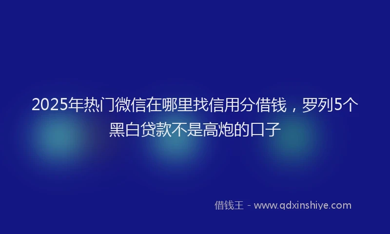 2025年热门微信在哪里找信用分借钱，罗列5个黑白贷款不是高炮的口子