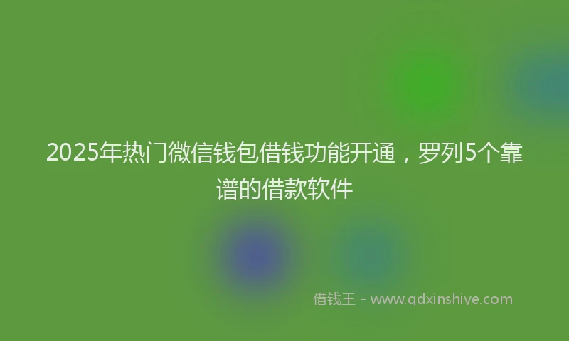 2025年热门微信钱包借钱功能开通,罗列5个靠谱的借款软件