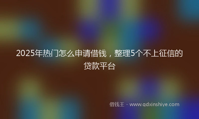 2025年热门怎么申请借钱，整理5个不上征信的贷款平台