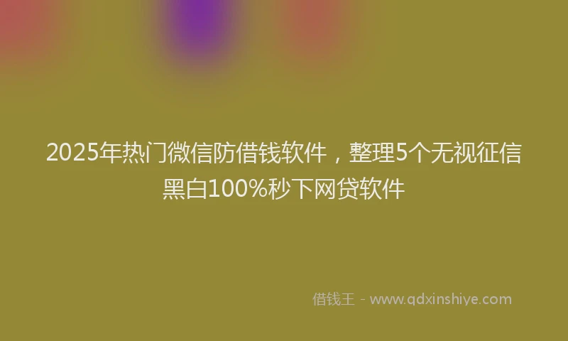 2025年热门微信防借钱软件，整理5个无视征信黑白100%秒下网贷软件
