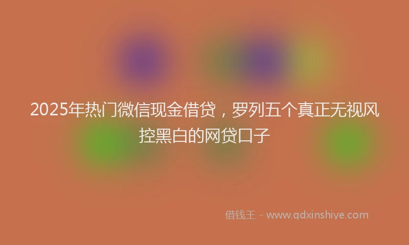 2025年热门微信现金借贷，罗列五个真正无视风控黑白的网贷口子