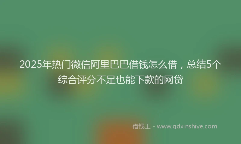 2025年热门微信阿里巴巴借钱怎么借，总结5个综合评分不足也能下款的网贷